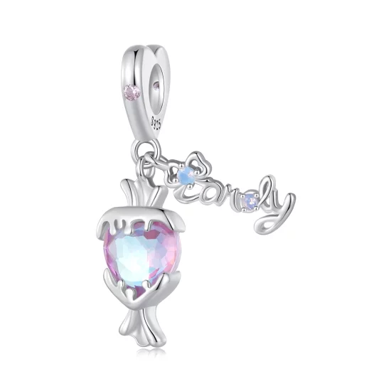(image pour) Pendentif en forme de bonbon rose style Pandora - SCC2640