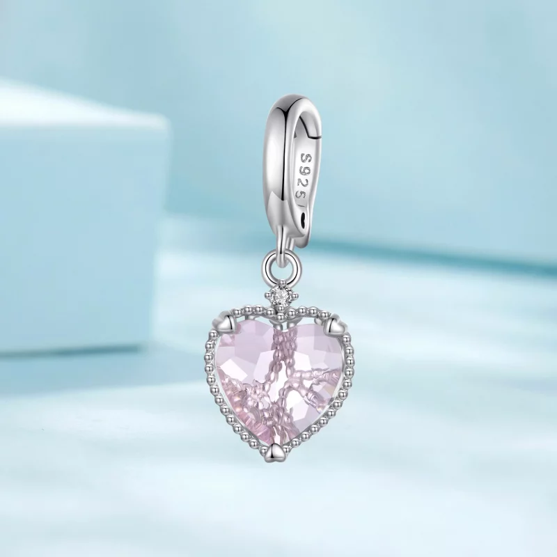 (image pour) Pendentif en forme de cœur rose style Pandora - SCC2594 - Afficher 2