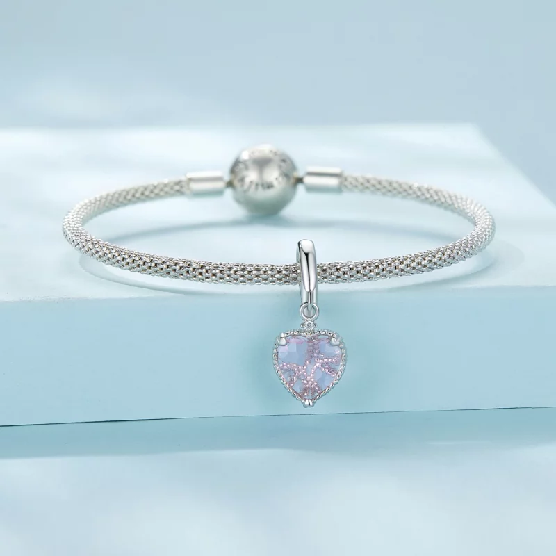 (image pour) Pendentif en forme de cœur rose style Pandora - SCC2594 - Afficher 3