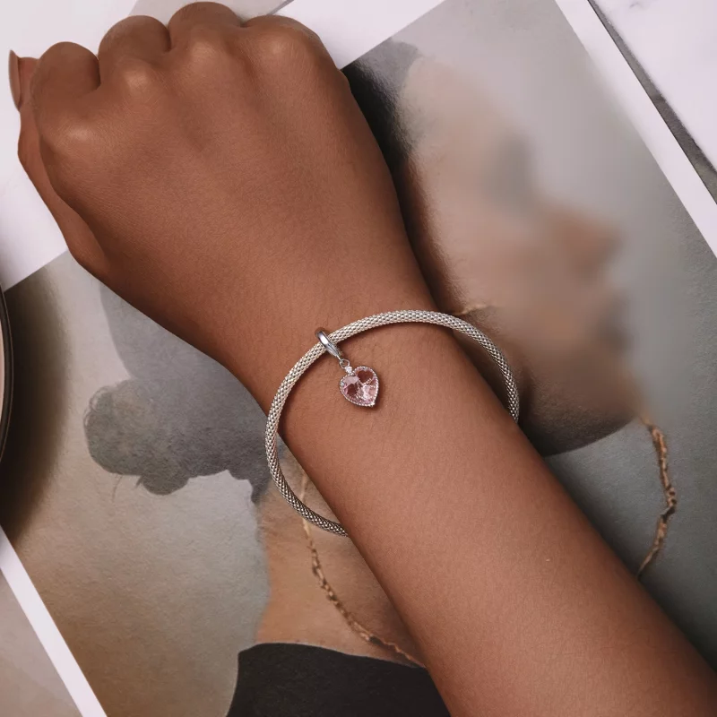 (image pour) Pendentif en forme de cœur rose style Pandora - SCC2594 - Afficher 5