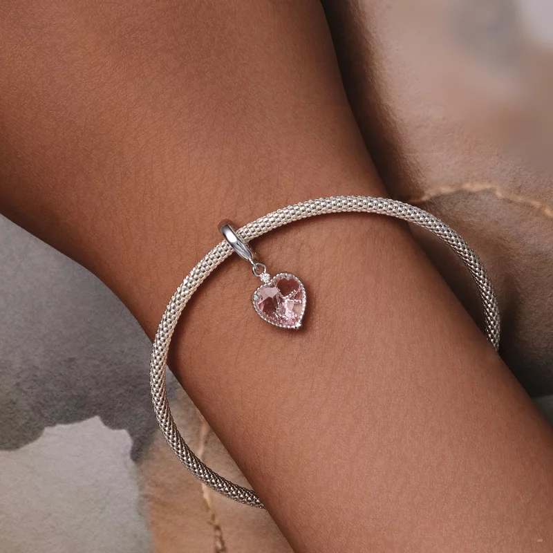 (image pour) Pendentif en forme de cœur rose style Pandora - SCC2594 - Afficher 6