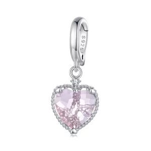 (image pour) Pendentif en forme de cœur rose style Pandora - SCC2594
