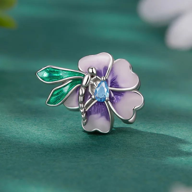 (image pour) Pendentif en forme de fleur et libellule de style Pandora - BSC786 - Afficher 2