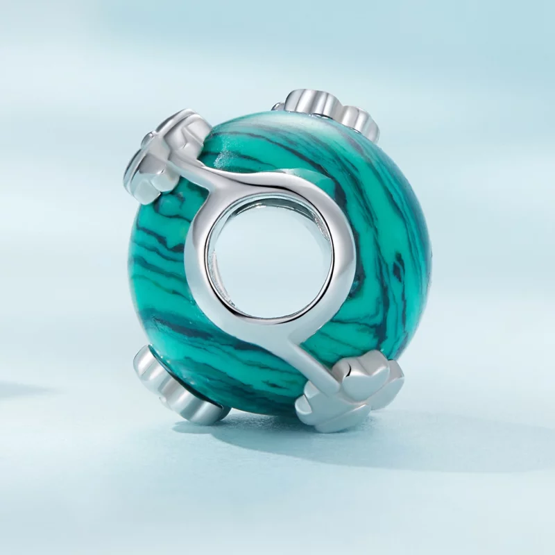 (image pour) Pendentif en malachite à quatre feuilles de trèfle de style Pandora - SCC2489 - Afficher 3