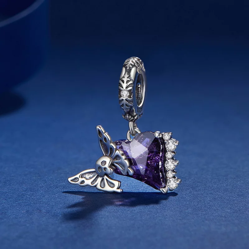 (image pour) Pendentif en silicone en forme de crâne papillon style Pandora - BSC912 - Afficher 2