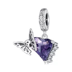 (image pour) Pendentif en silicone en forme de crâne papillon style Pandora - BSC912