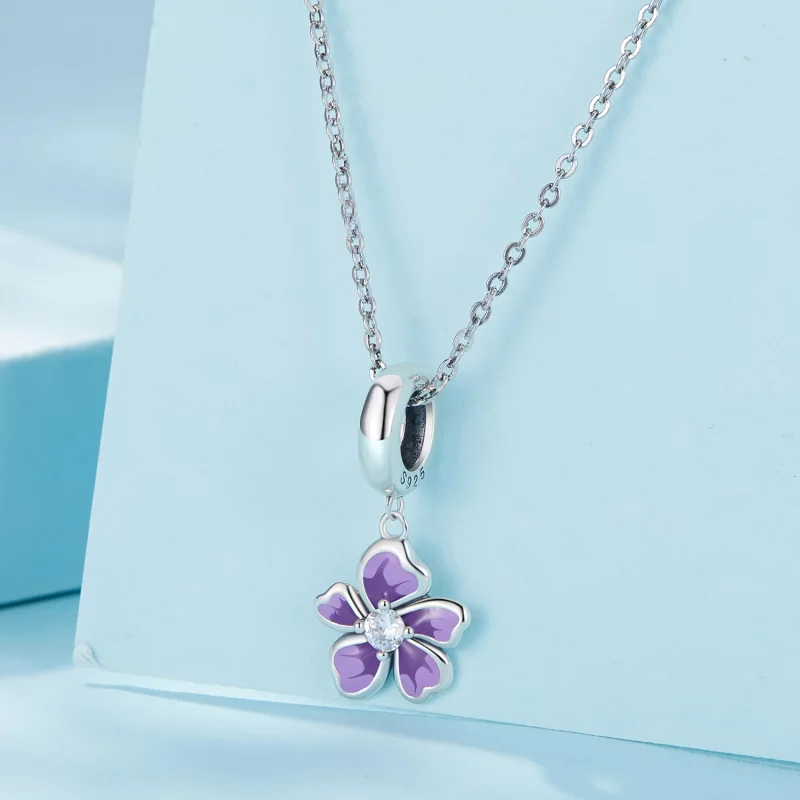(image pour) Pendentif Fleur Violette de style Pandora - SCC2556 - Afficher 2