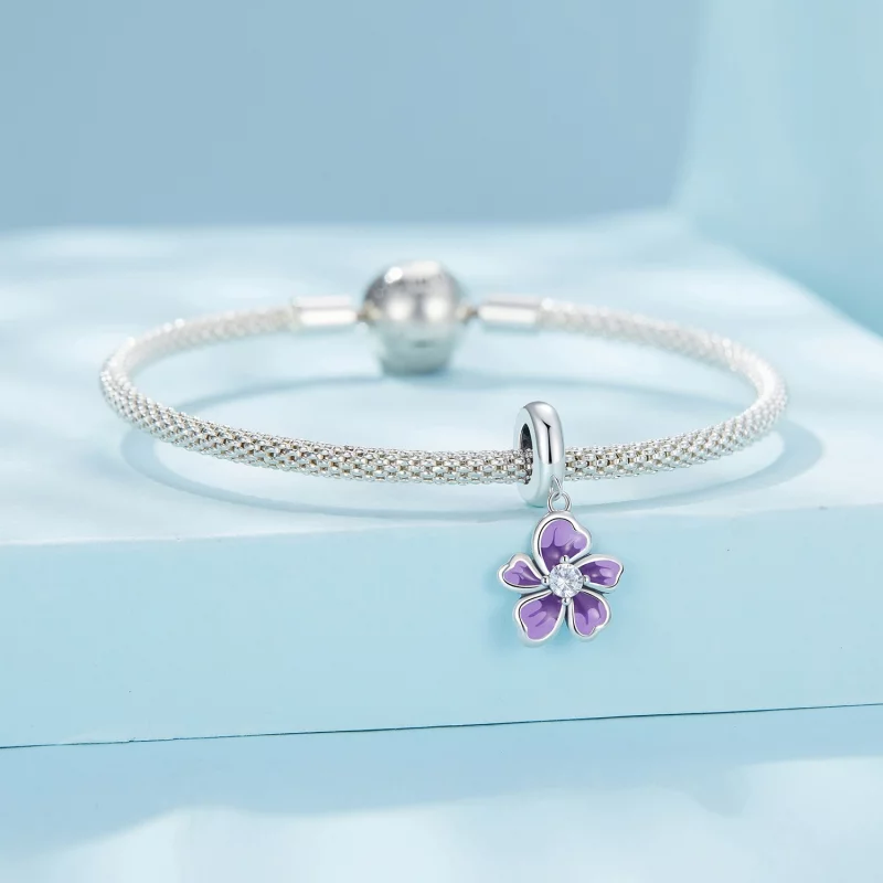 (image pour) Pendentif Fleur Violette de style Pandora - SCC2556 - Afficher 3