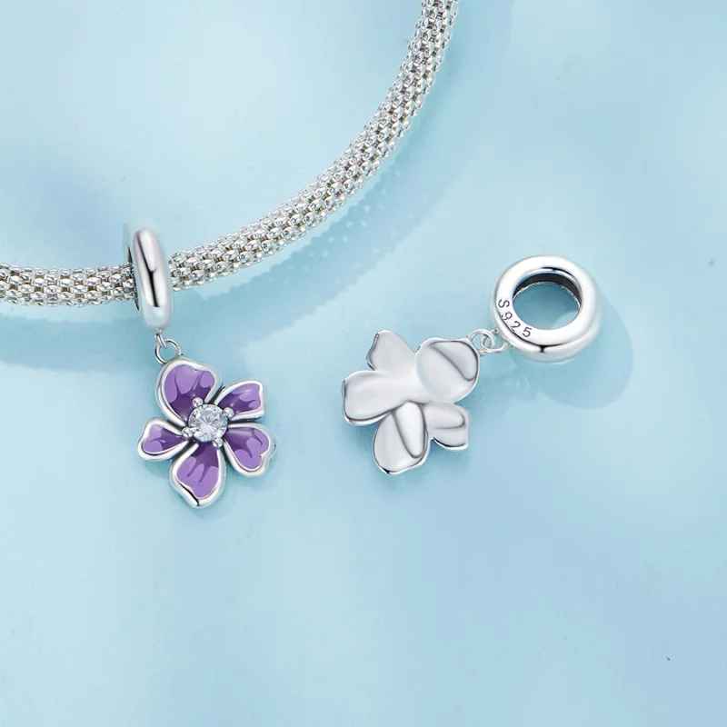 (image pour) Pendentif Fleur Violette de style Pandora - SCC2556 - Afficher 4