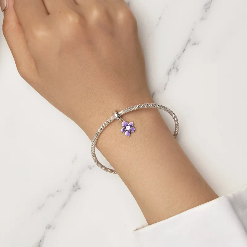 (image pour) Pendentif Fleur Violette de style Pandora - SCC2556 - Afficher 5