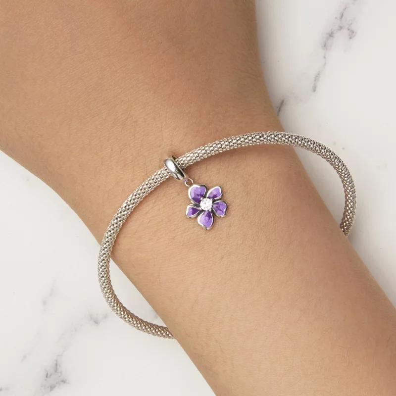 (image pour) Pendentif Fleur Violette de style Pandora - SCC2556 - Afficher 6