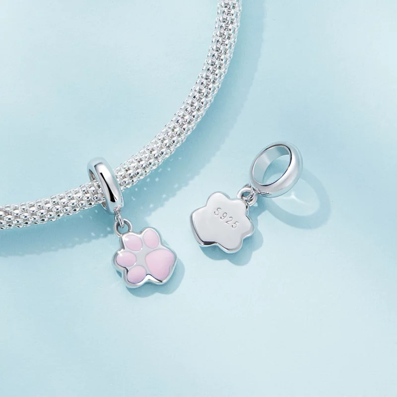 (image pour) Pendentif griffe de chat miniature de style Pandora - Blanc - SCC2476-A - Afficher 4
