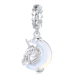 Pendentif licorne lune de style Pandora - BSC926 (image pour) Pendentif licorne lune de style Pandora - BSC926