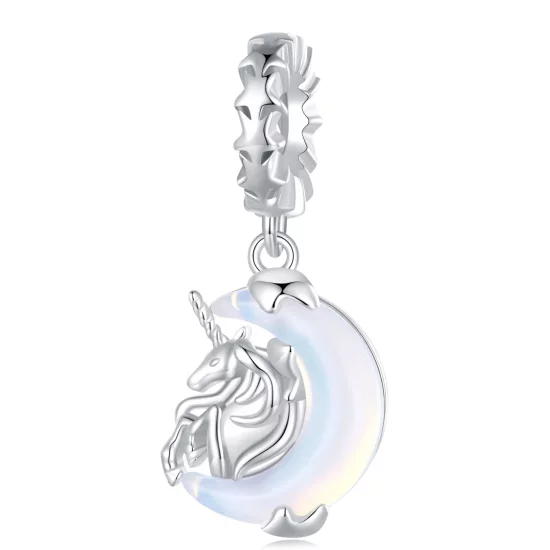(image pour) Pendentif licorne lune de style Pandora - BSC926