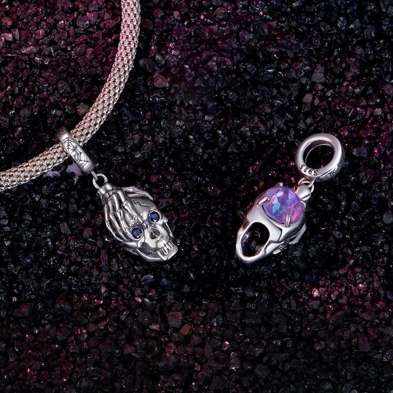 (image pour) Pendentif Pandora Style en forme de crâne pour Halloween - SCC2606 - Afficher 4