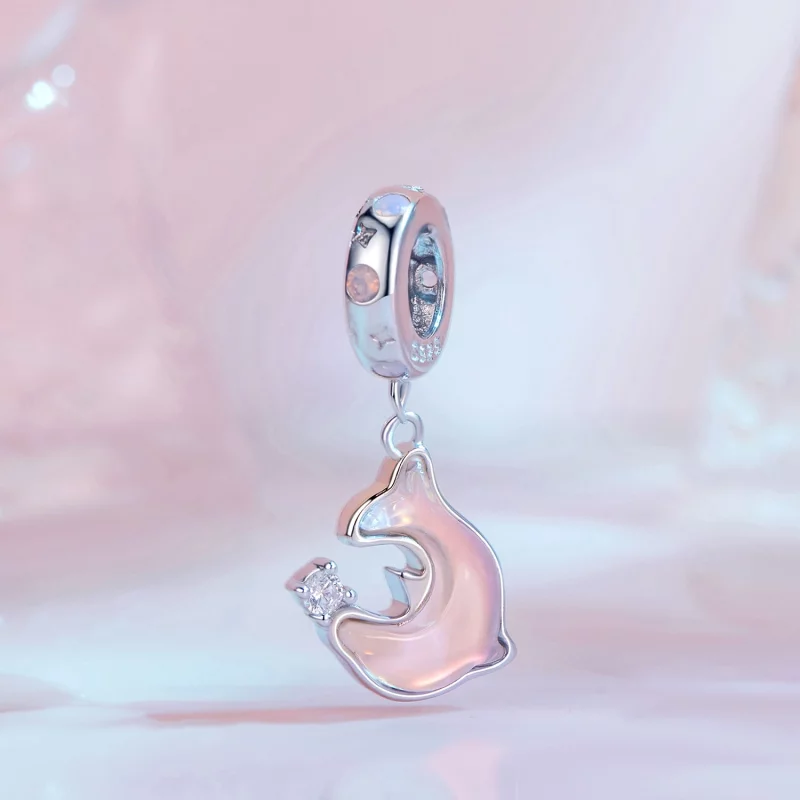 (image pour) Pendentif style Pandora dauphin rose - SCC2639 - Afficher 2
