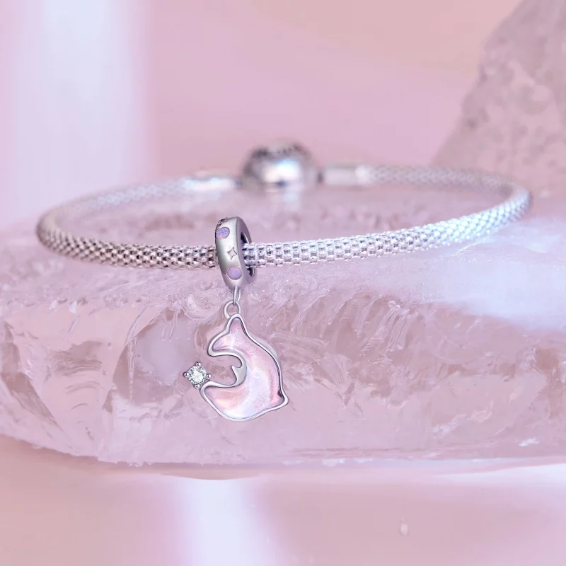 (image pour) Pendentif style Pandora dauphin rose - SCC2639 - Afficher 3