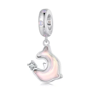(image pour) Pendentif style Pandora dauphin rose - SCC2639