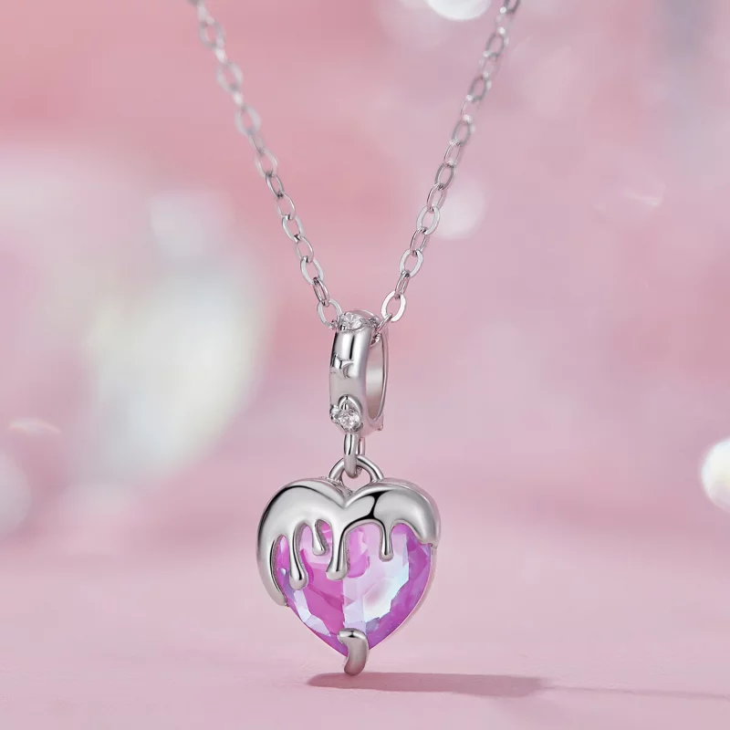 (image pour) Pendentif style Pandora en forme de cœur fondu pour fille - SCC2471 - Afficher 2