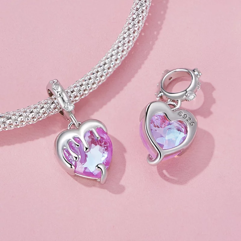 (image pour) Pendentif style Pandora en forme de cœur fondu pour fille - SCC2471 - Afficher 3