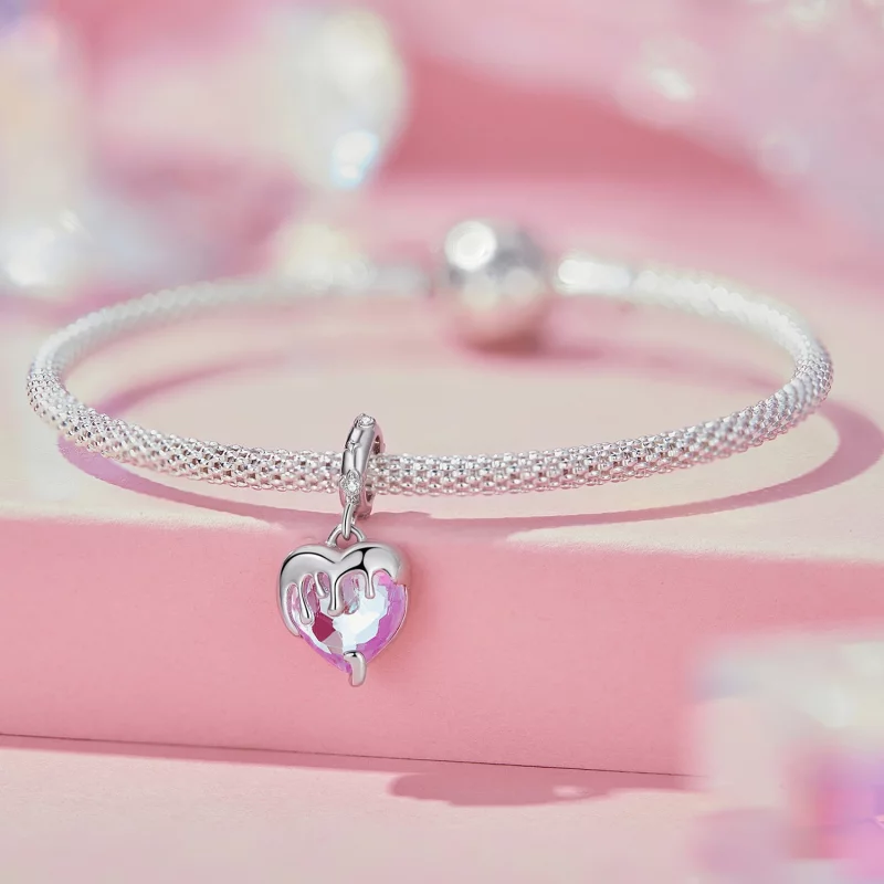 (image pour) Pendentif style Pandora en forme de cœur fondu pour fille - SCC2471 - Afficher 5