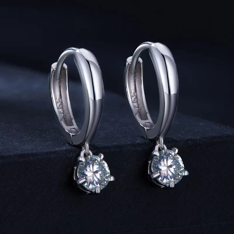 (image pour) Style Pandora Boucles d'oreilles créoles en moissanite de 0,5 ct (Deux certifica - Afficher 2