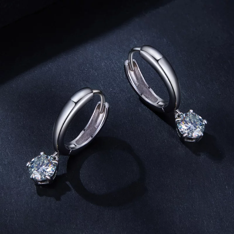 (image pour) Style Pandora Boucles d'oreilles créoles en moissanite de 0,5 ct (Deux certifica - Afficher 3