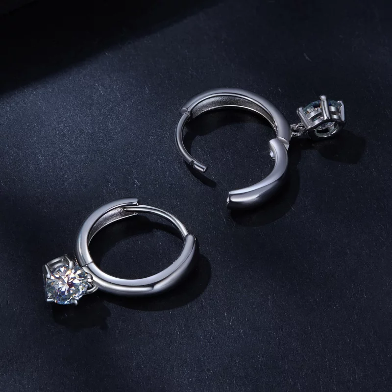 (image pour) Style Pandora Boucles d'oreilles créoles en moissanite de 0,5 ct (Deux certifica - Afficher 4