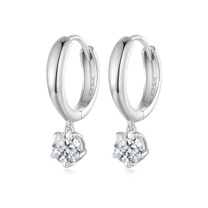 (image pour) Style Pandora Boucles d'oreilles créoles en moissanite de 0,5 ct (Deux certificats) - MSE040