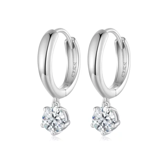 (image pour) Style Pandora Boucles d'oreilles créoles en moissanite de 0,5 ct (Deux certificats) - MSE040