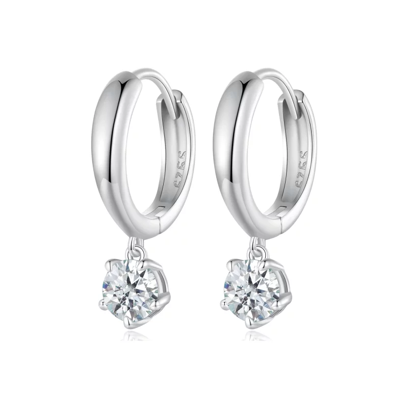 (image pour) Style Pandora Boucles d'oreilles créoles en moissanite de 0,5 ct (Deux certificats) - MSE040