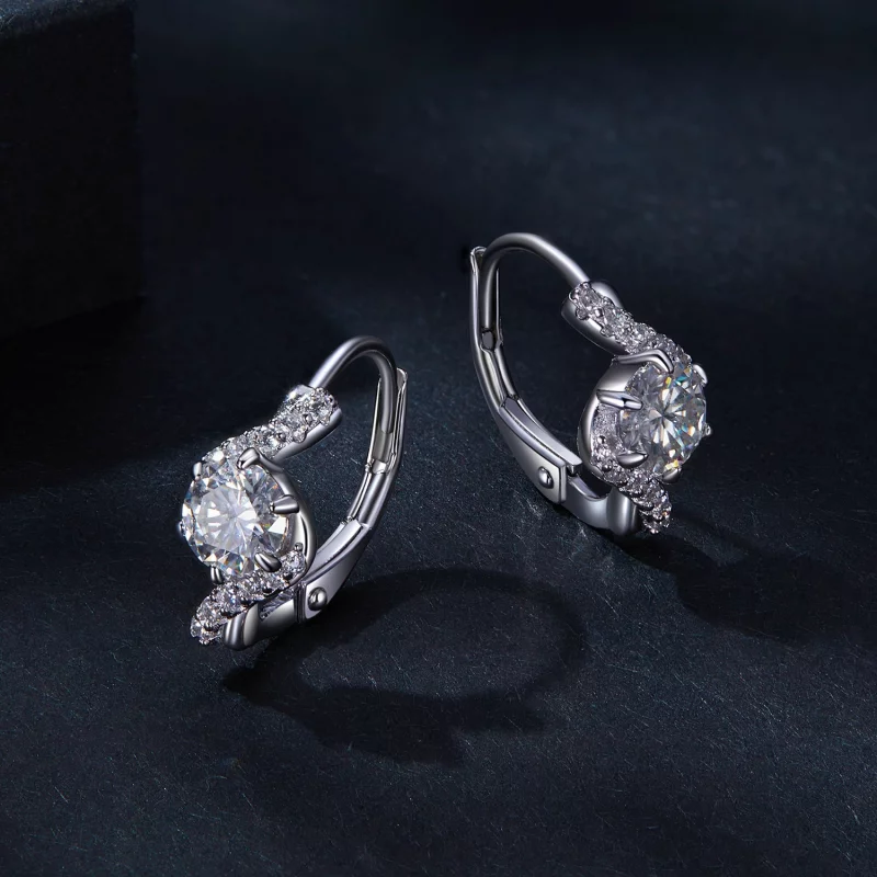 (image pour) Style Pandora Boucles d'oreilles créoles en moissanite de 50 points (Deux certif - Afficher 3
