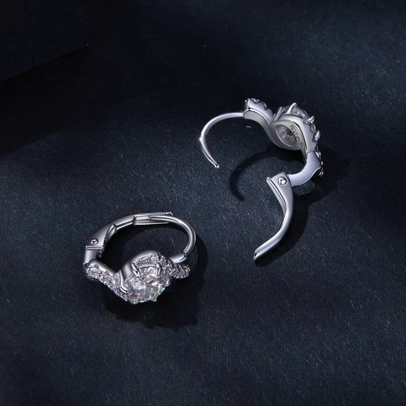(image pour) Style Pandora Boucles d'oreilles créoles en moissanite de 50 points (Deux certif - Afficher 4