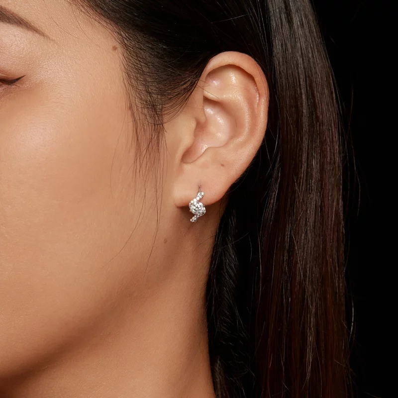 (image pour) Style Pandora Boucles d'oreilles créoles en moissanite de 50 points (Deux certif - Afficher 5