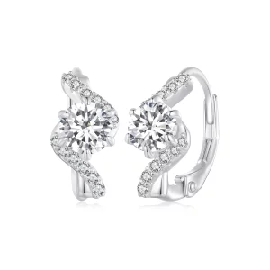 (image pour) Style Pandora Boucles d'oreilles créoles en moissanite de 50 points (Deux certificats) - MSE036