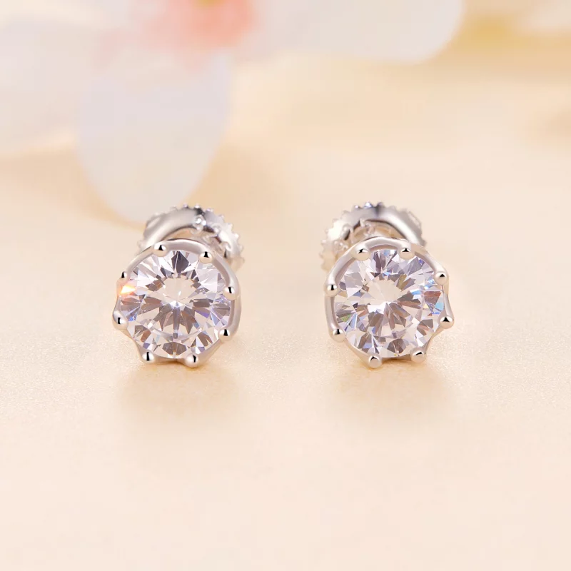 (image pour) Style Pandora Exquis Boucles d'oreilles clous en Moissanite (Deux Certificats) - - Afficher 2