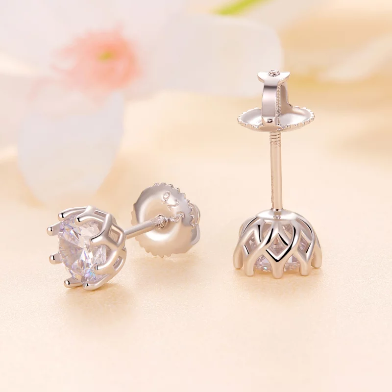 (image pour) Style Pandora Exquis Boucles d'oreilles clous en Moissanite (Deux Certificats) - - Afficher 3