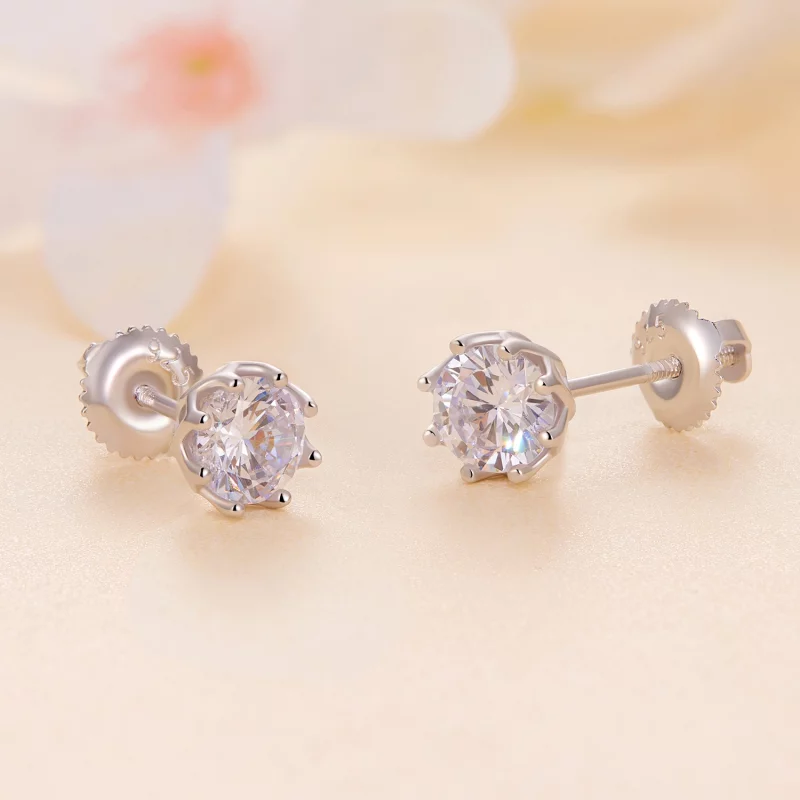 (image pour) Style Pandora Exquis Boucles d'oreilles clous en Moissanite (Deux Certificats) - - Afficher 4