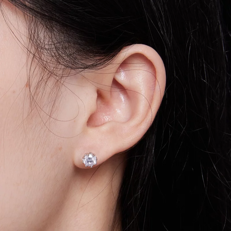 (image pour) Style Pandora Exquis Boucles d'oreilles clous en Moissanite (Deux Certificats) - - Afficher 6