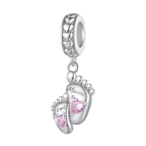 Style Pandora Les Empreintes de l'Amour Pendantes - BSC825 (image pour) Style Pandora Les Empreintes de l'Amour Pendantes - BSC825