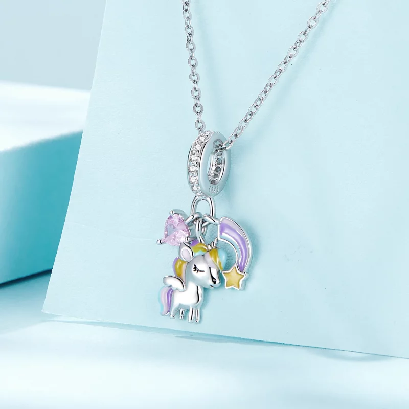 (image pour) Style Pandora Licorne Arc-en-ciel à pendre - SCC2468 - Afficher 2