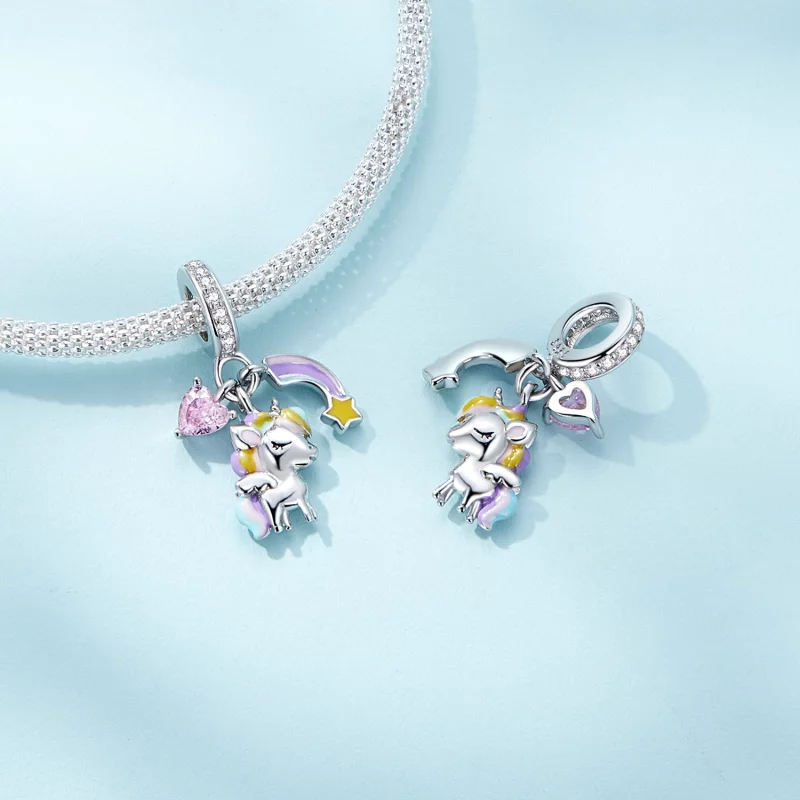 (image pour) Style Pandora Licorne Arc-en-ciel à pendre - SCC2468 - Afficher 4