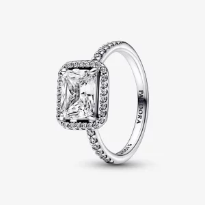 (image pour) Bague Halo Rectangulaire Étincelante Pandora - 192391C01