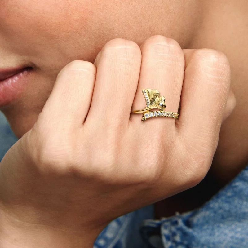 (image pour) Bague Pandora Ginkgo plaquée or 14 carats - 162444C01 - Afficher 6