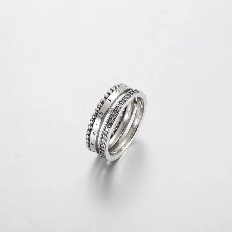(image pour) Bague Signature Logo Pavé & Perles Pandora - 192312C01 - Afficher 2