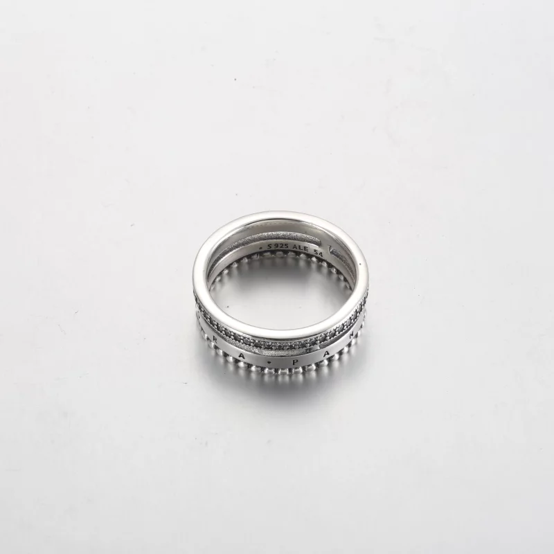 (image pour) Bague Signature Logo Pavé & Perles Pandora - 192312C01 - Afficher 3