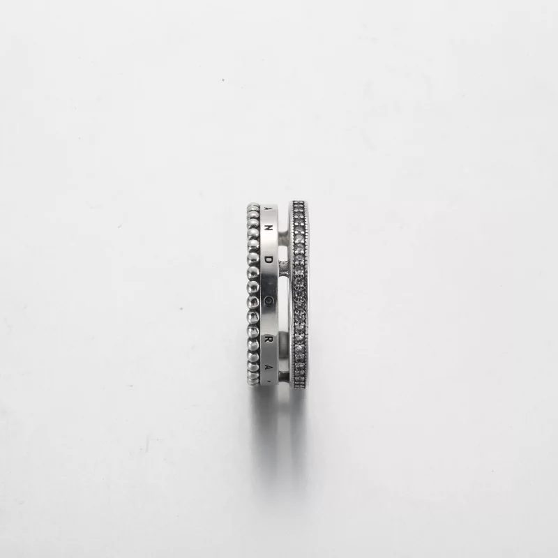 (image pour) Bague Signature Logo Pavé & Perles Pandora - 192312C01 - Afficher 4