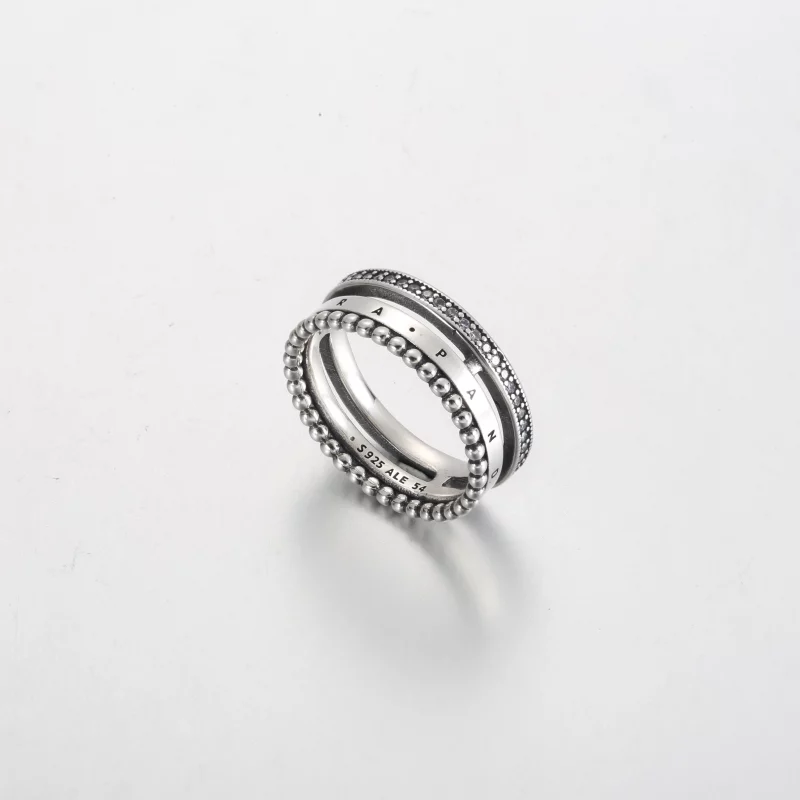 (image pour) Bague Signature Logo Pavé & Perles Pandora - 192312C01 - Afficher 5