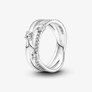 Bague triple étincelante Pandora - 199400C01 (image pour) Bague triple étincelante Pandora - 199400C01