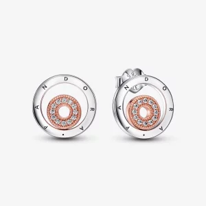 Boucles d'oreille à clous Pandora Signature à deux tons avec cercles logo - 282314C01 (image pour) Boucles d'oreille à clous Pandora Signature à deux tons avec cercles logo - 282314C01